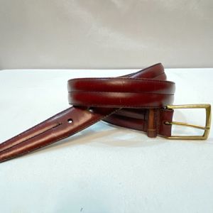 Brighton Leather Belt Mens 34 Waist Reddish Brown Three Seam Stitching